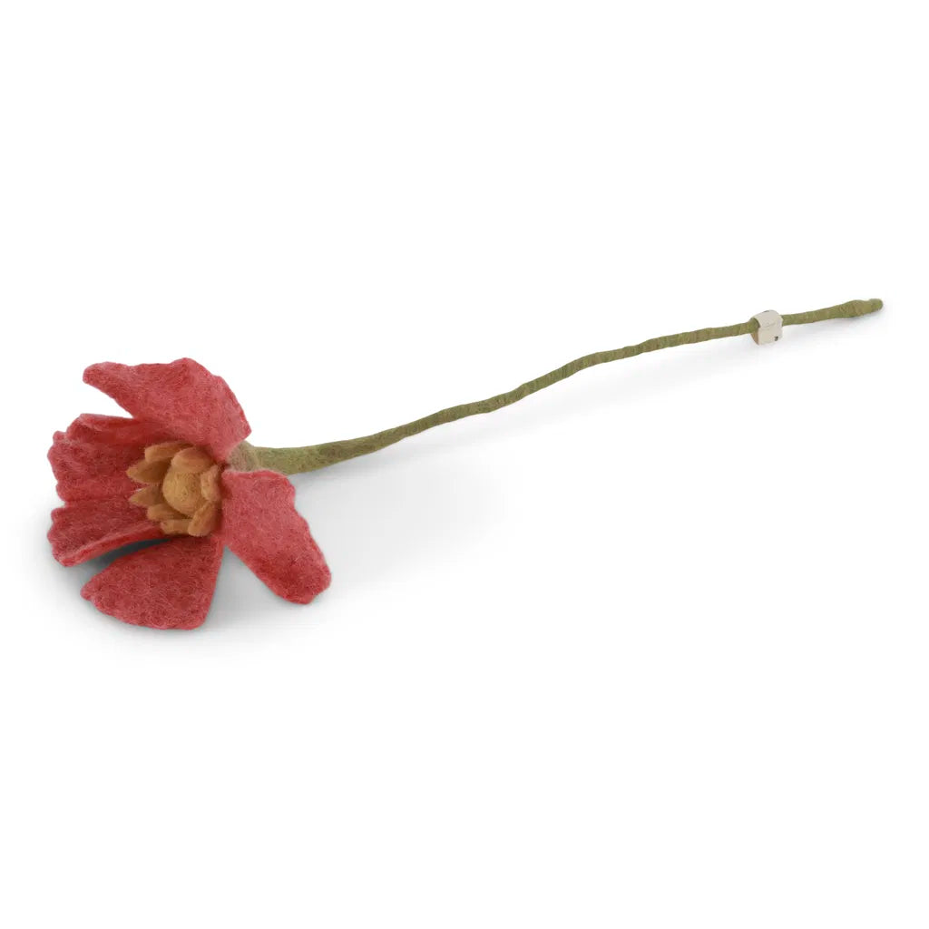 Felt Poppy Flower - Raspberry