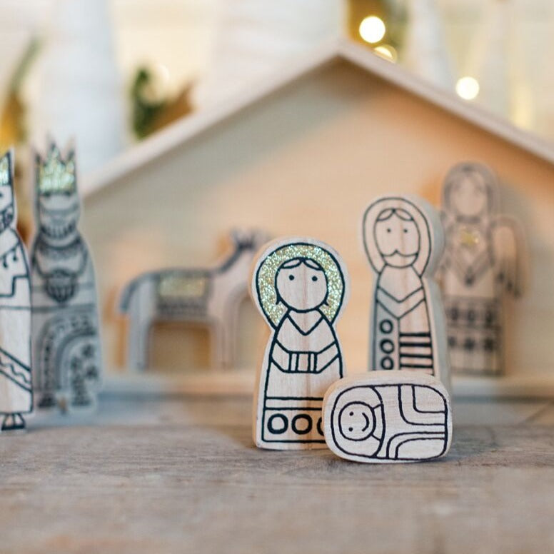 Wooden Nativity Scene