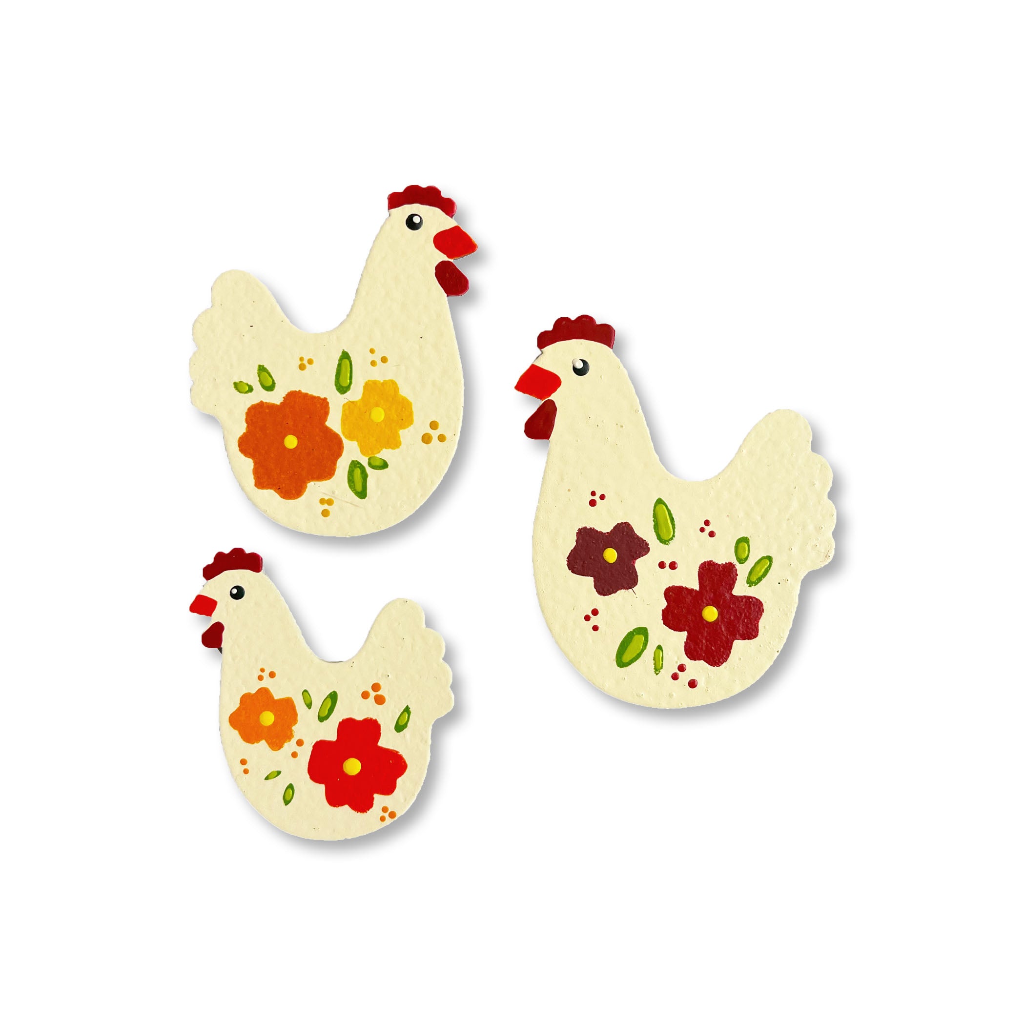Blumen-Henne-Magnete S/3