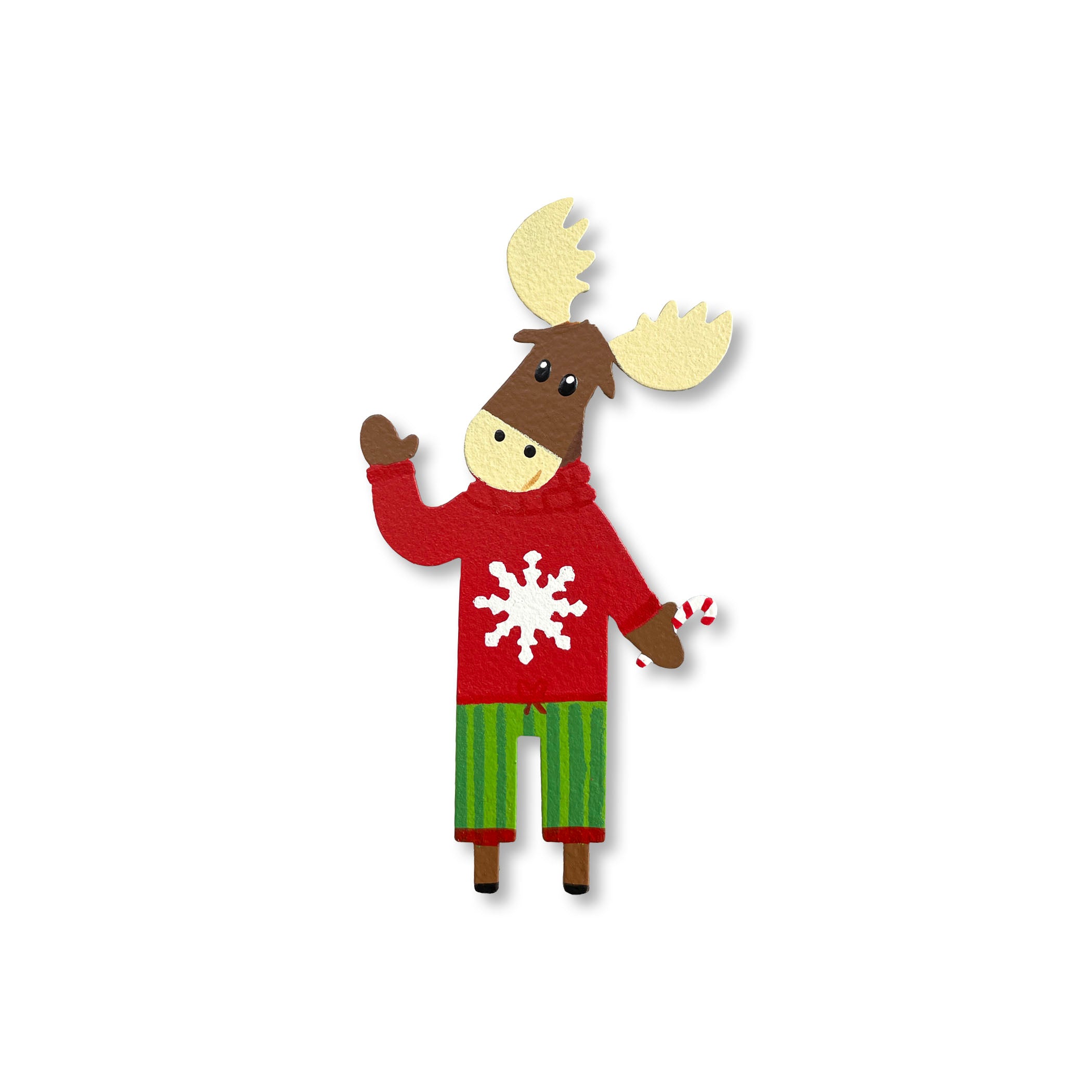 Moose w/ Candy Cane Magnet