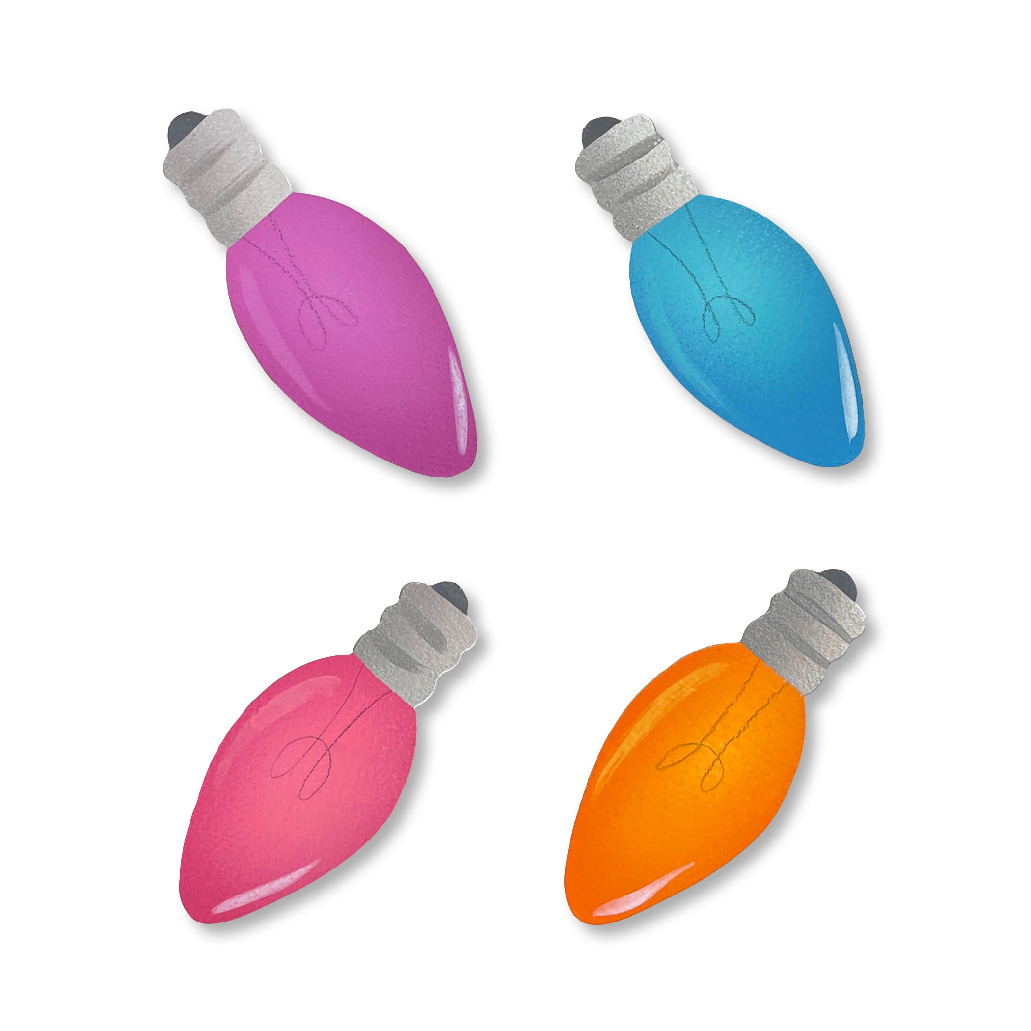 Christmas Light Bulb Mini Art Pop Magnets S/4 (Bright)