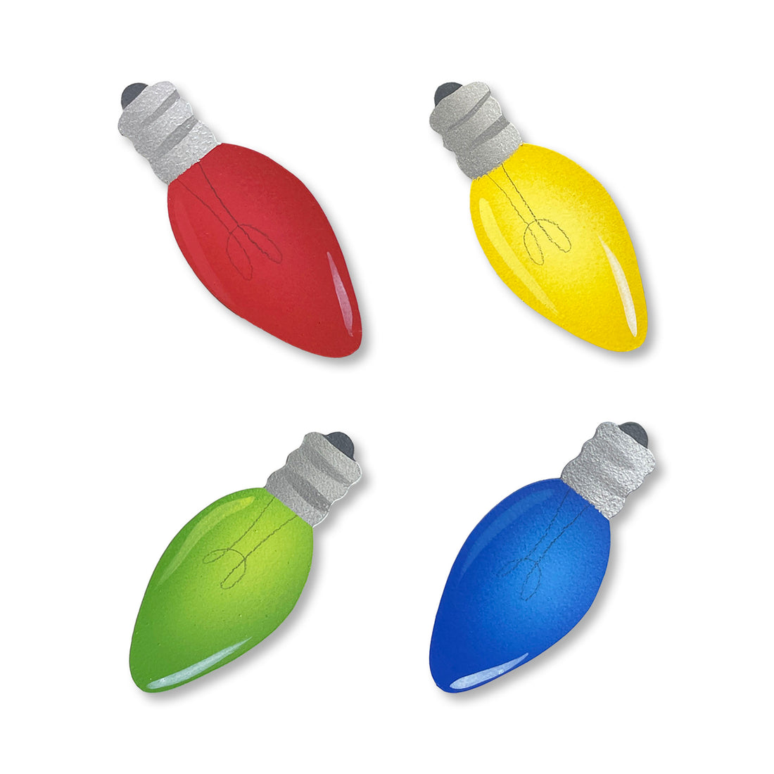 Christmas Light Bulb Mini Art Pop Magnets S/4 (Classic)