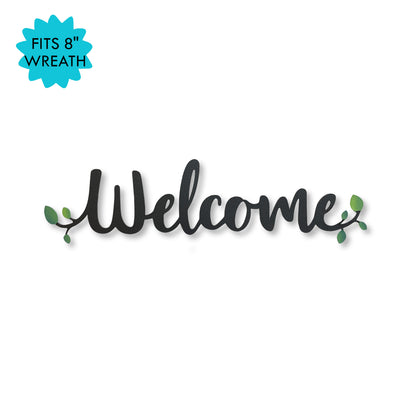 Welcome w/ Greenery Magnet - 7" Black