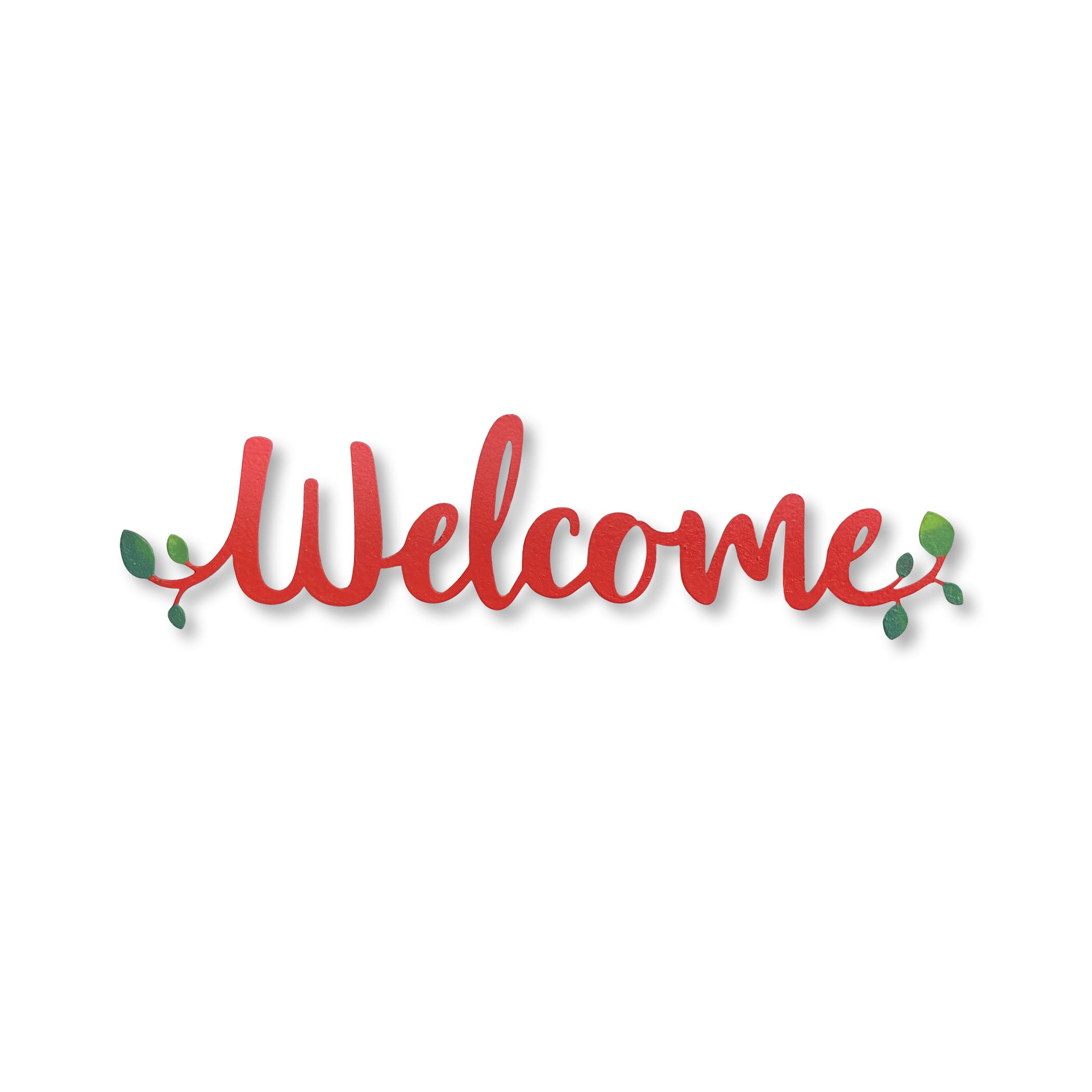 Welcome w/ Greenery Magnet - 7" Red