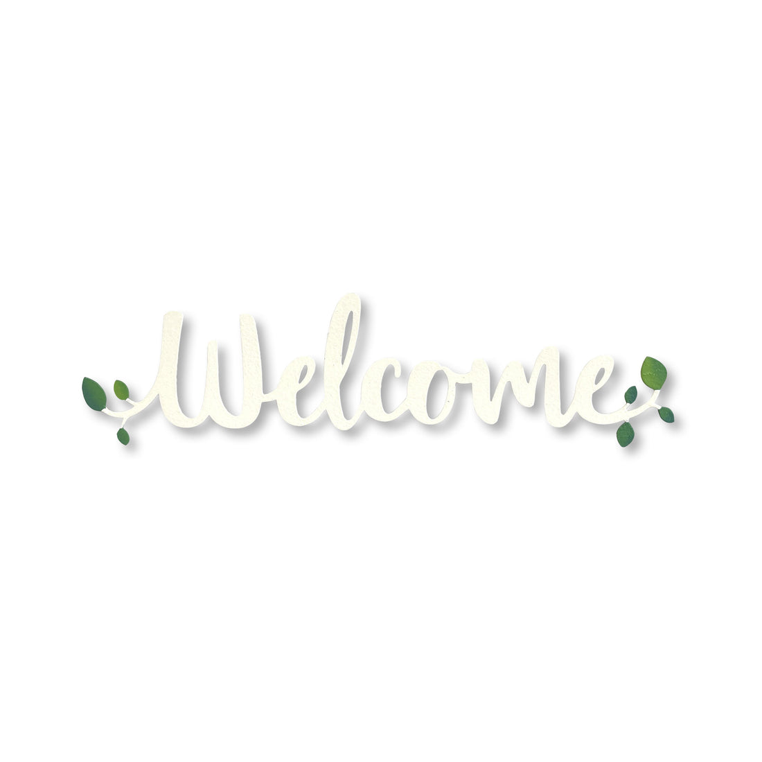 "Welcome" w/ Greenery Magnet - 7" White