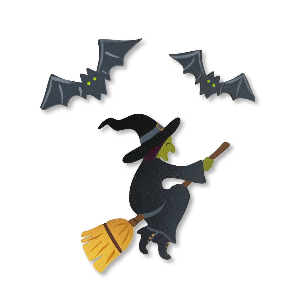 Witch w/ Bat Magnets S/3