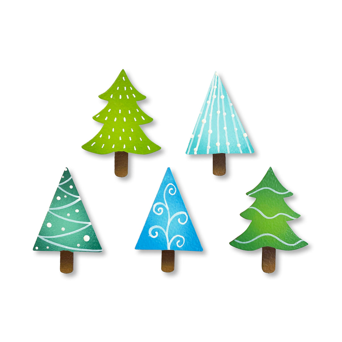 Colorful Winter Tree Magnets S/5