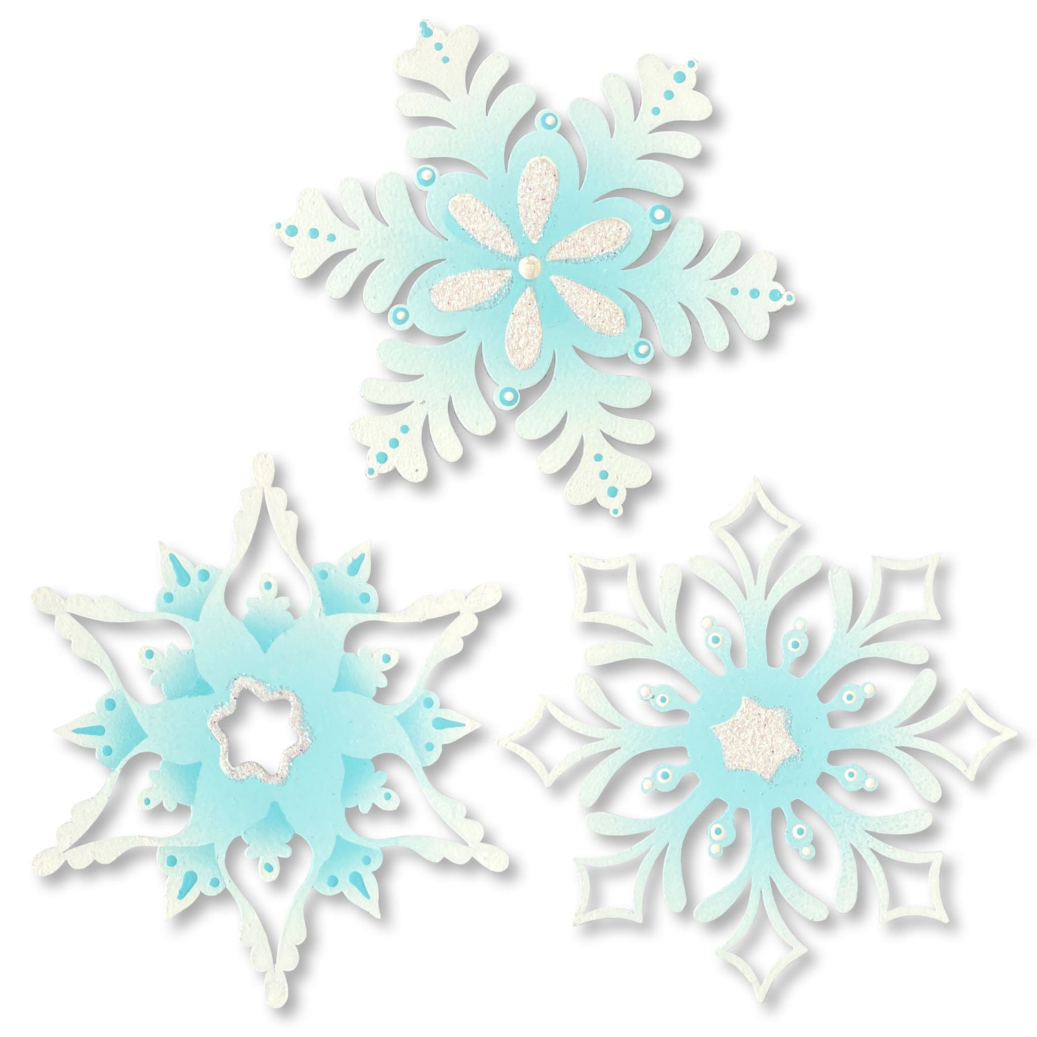 Snowflake Mini Art Pop Magnets S/3 Blue