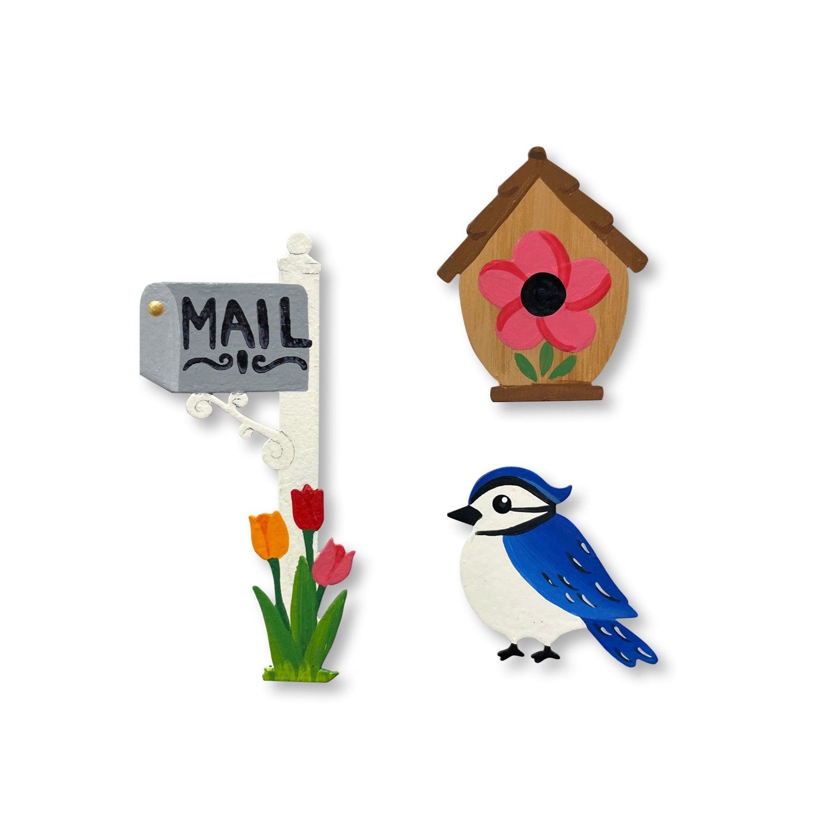 Spring Mailbox Magnets S/3 w/ Flowers