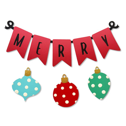"Merry" Wreath Kit Magnets S/4