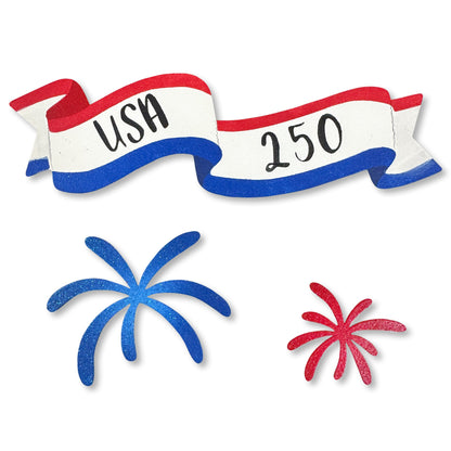 "USA 250th" Banner Magnet w/ Fireworks S/3