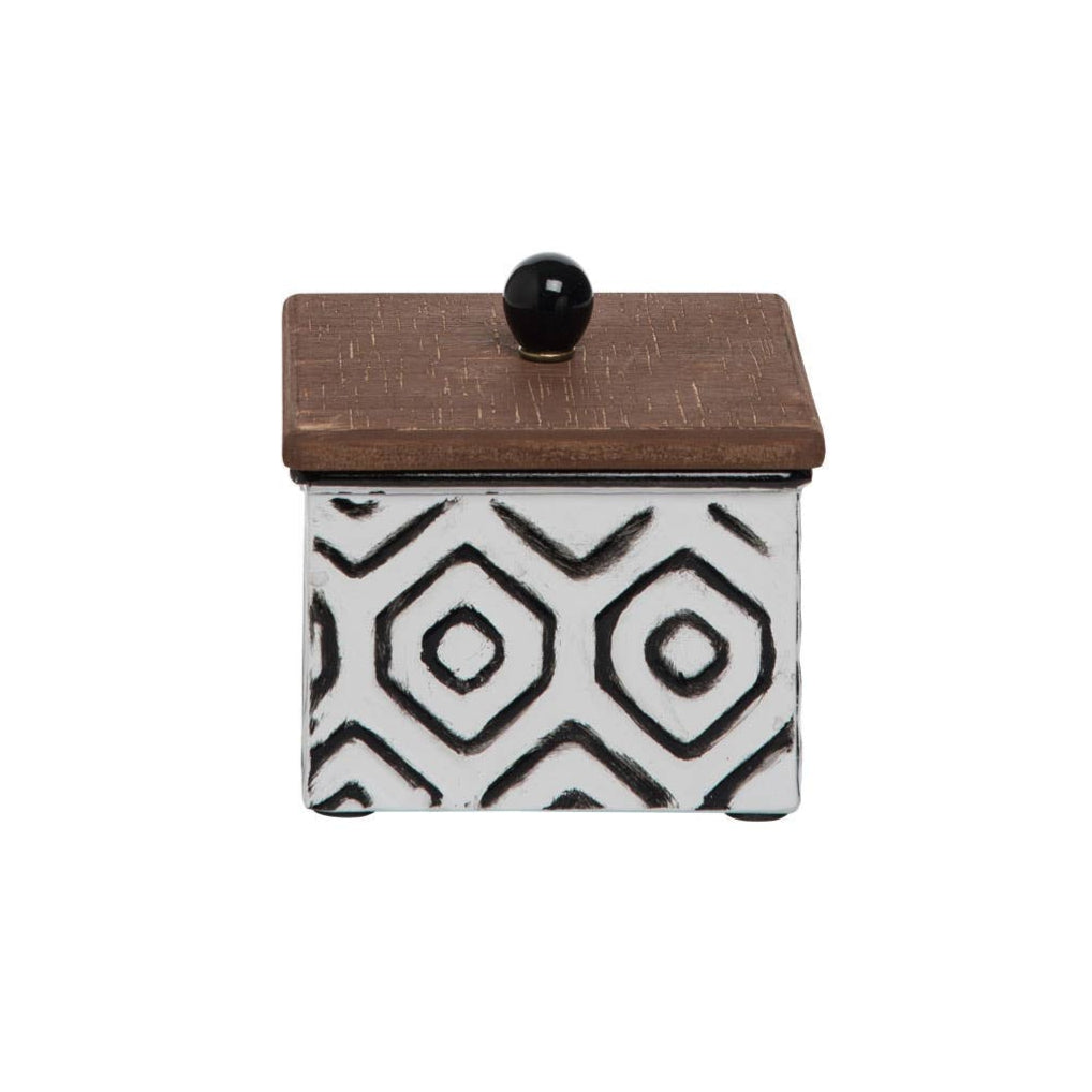 White Enamel Geo Jewelry Trinket Storage Container
