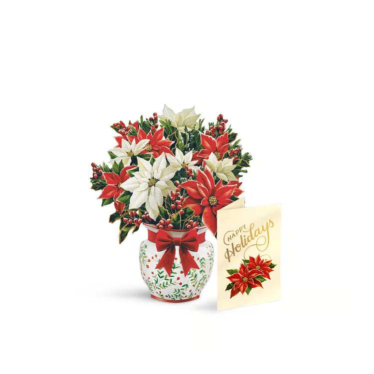 Mini Festive Poinsettias Pop-Up Card