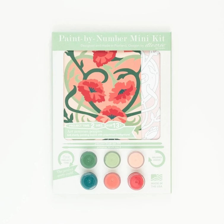 Art Nouveau Poppies Valentine Mini Paint-By-Number Kit