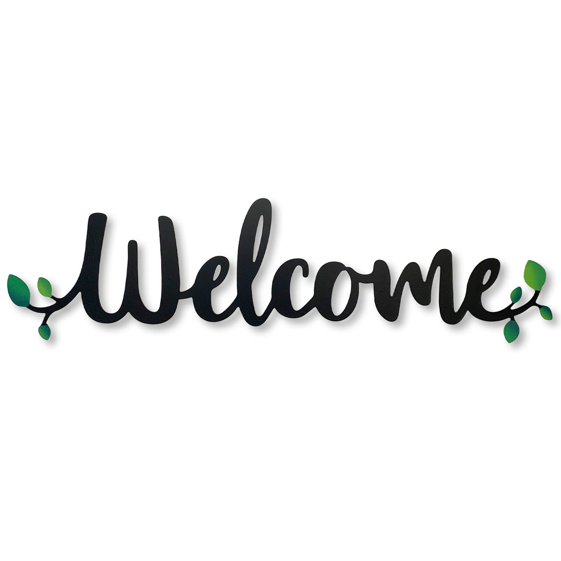 "Welcome" Magnetic Word w/ Greenery - 18" Black