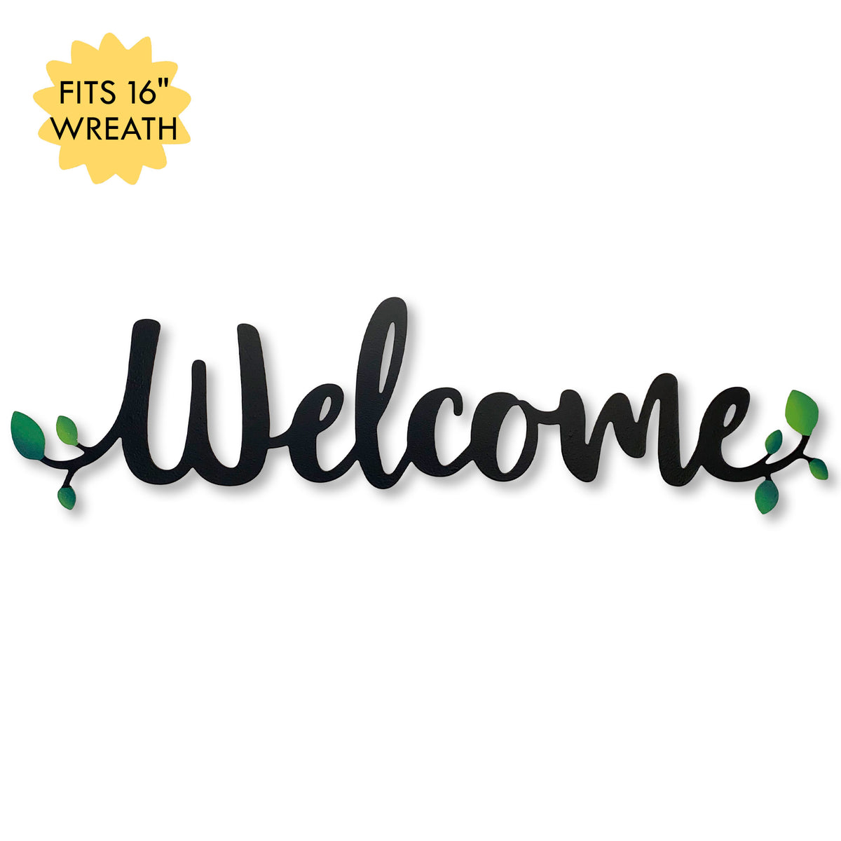 Welcome Magnetic Word w/ Greenery - 18" Black