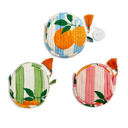 Orange Grove Round Zip Pouch