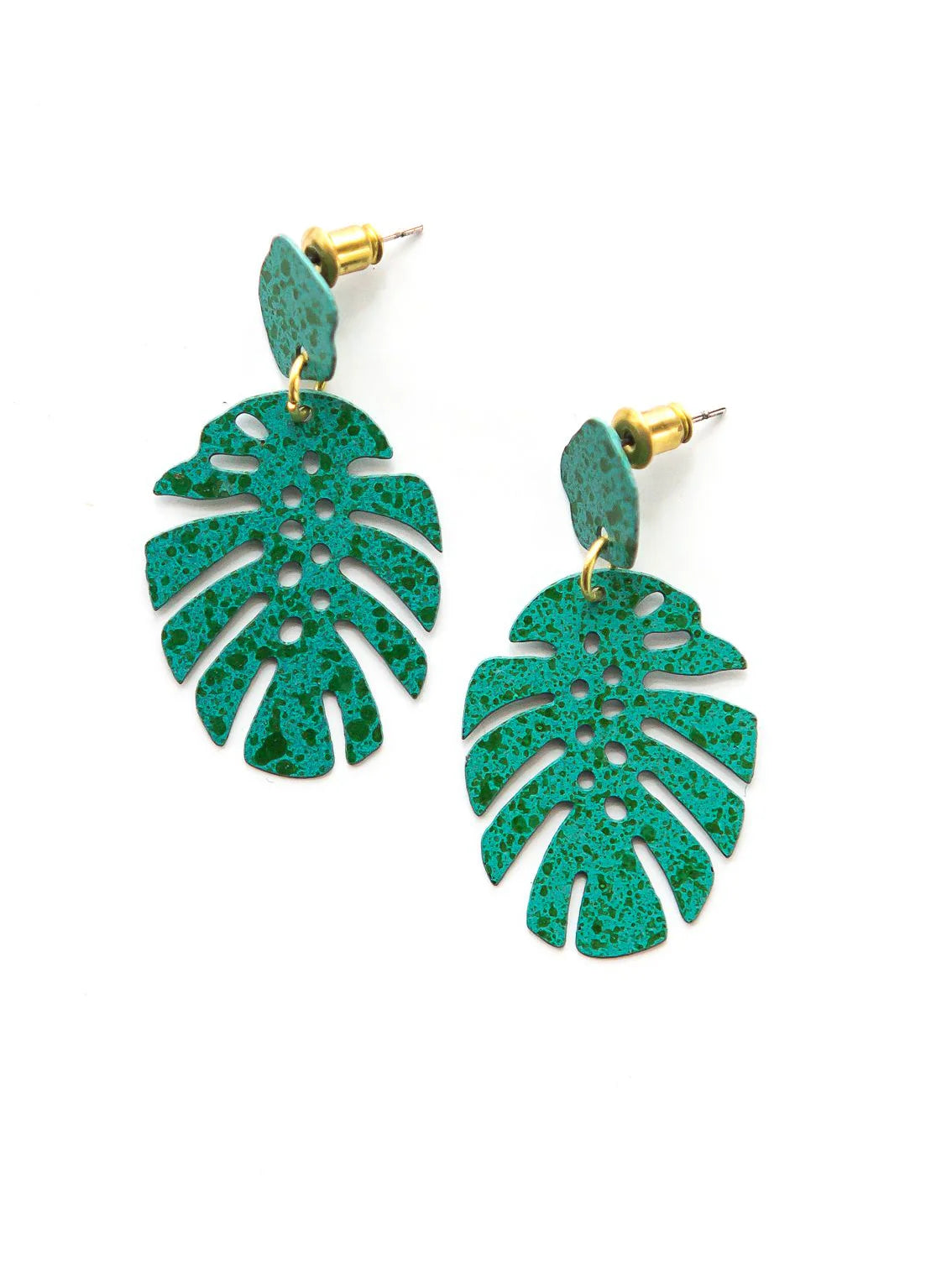 Monstera Earrings - Green