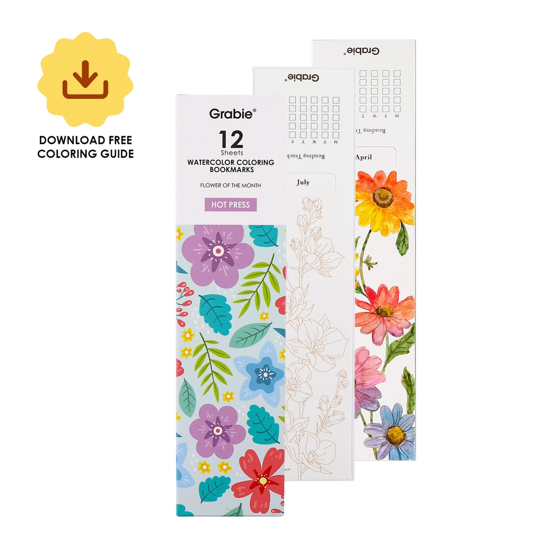 Watercolor Coloring Bookmarks -12 Sheets 140lb