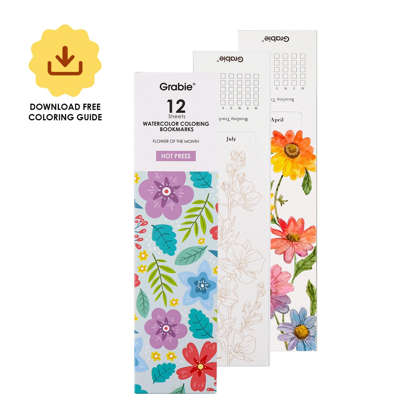Watercolor Coloring Bookmarks -12 Sheets 140lb