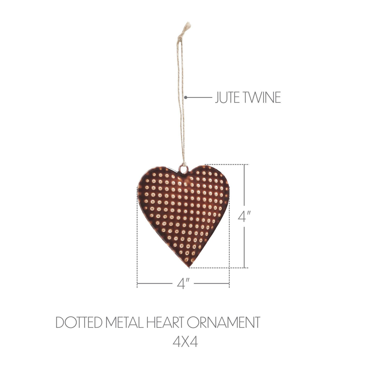 Dotted Metal Heart Ornament (4")