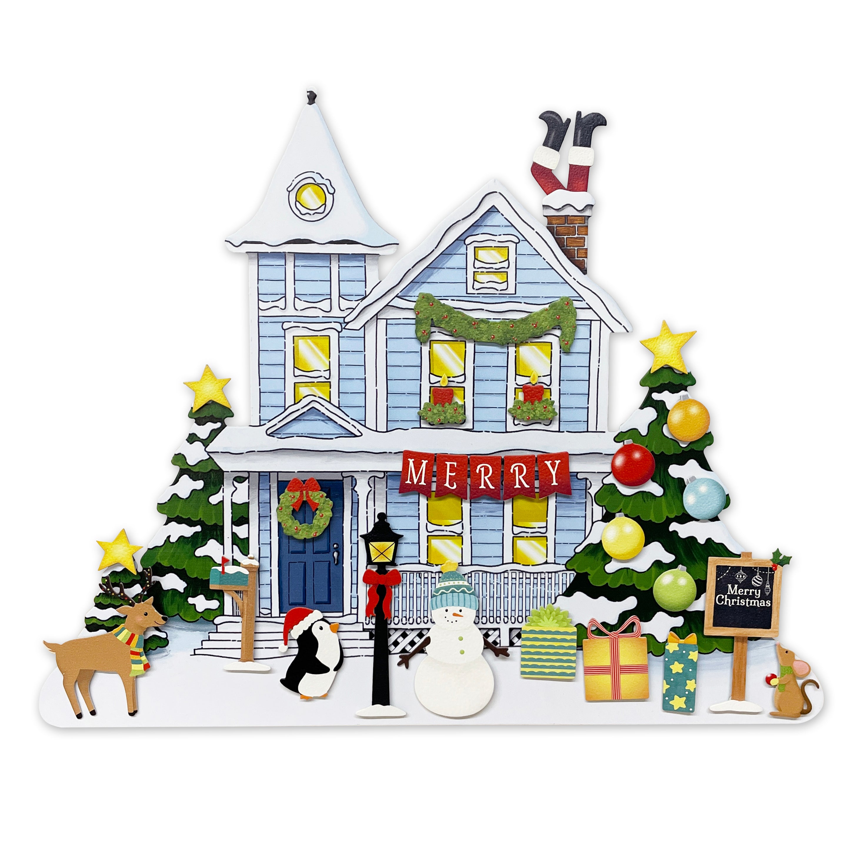 Countdown to Christmas Advent Calendar - S/25 Magnets &amp; Blue Winter House