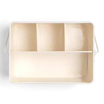 Beige Gingham Tin Utensil Caddy