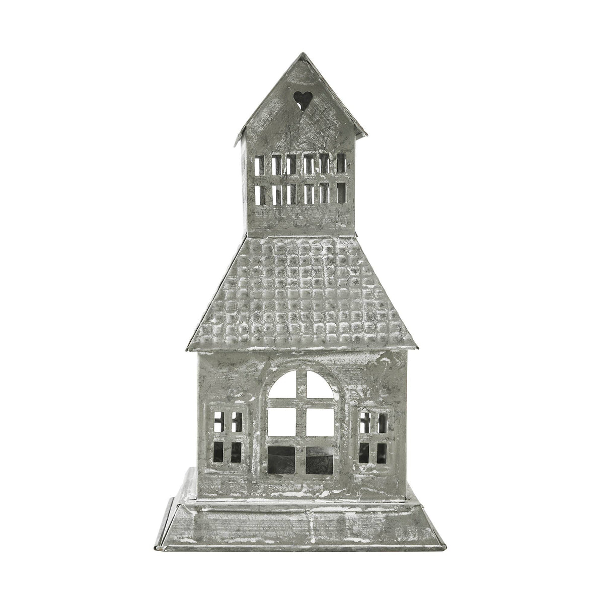 Metal Village House Tealight Holder (9.5")