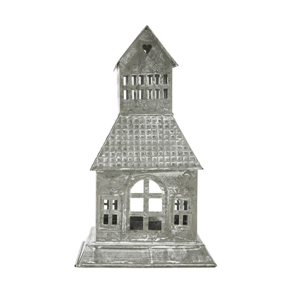 Metal Village House Tealight Holder (9.5")