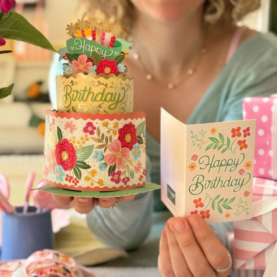 Mini Blooming Birthday Cake Pop-Up Card