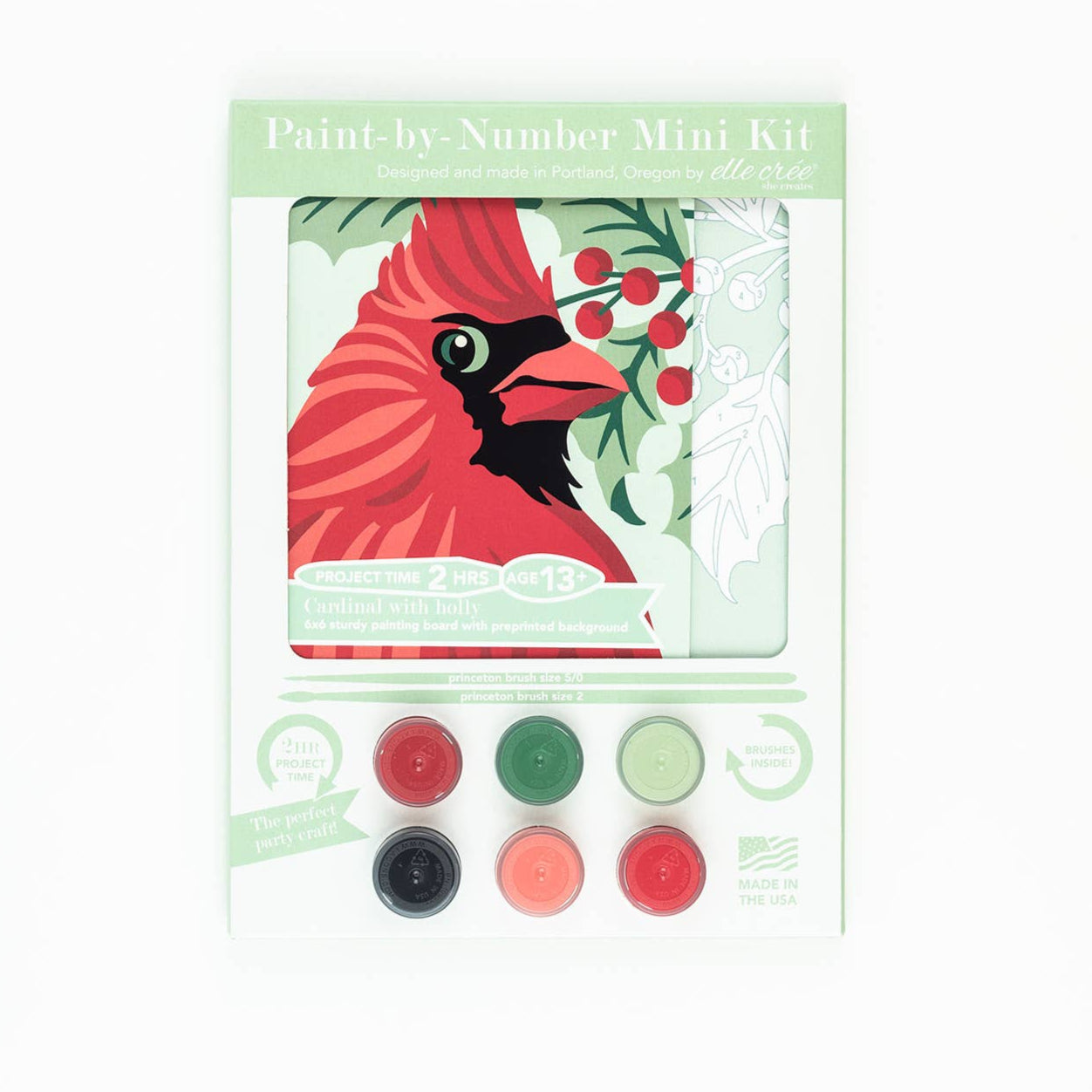 Cardinal with Holly Mini Paint-by-Number Kit