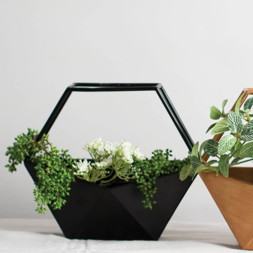 Black Geometric Metal Wall Planter Pot