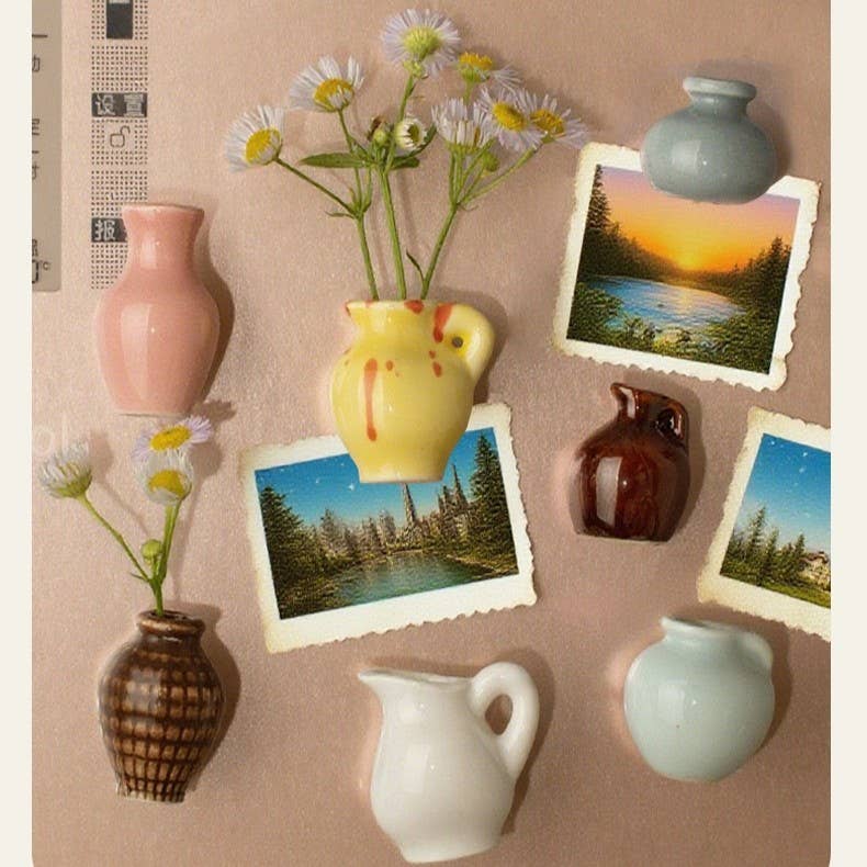 Miniature Flower Pot Vase Magnets