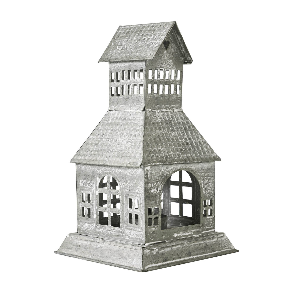 Metal Village House Tealight Holder (9.5")