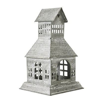Metal Village House Tealight Holder (9.5")
