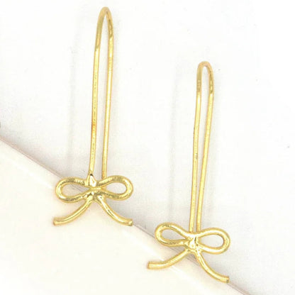 Bow Drop Earrings - Gold