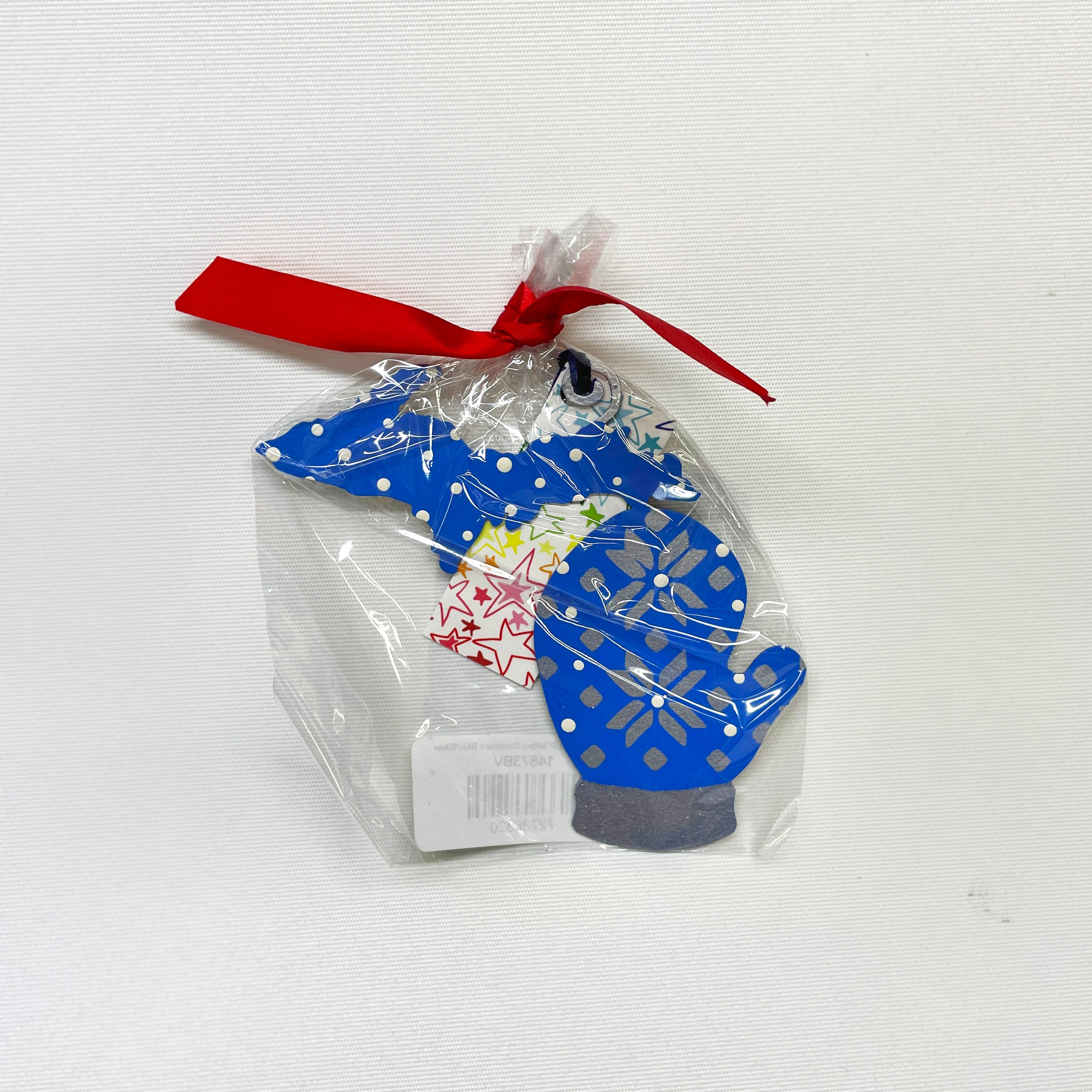 Michigan LP/UP Mitten Ornament Blue/Silver