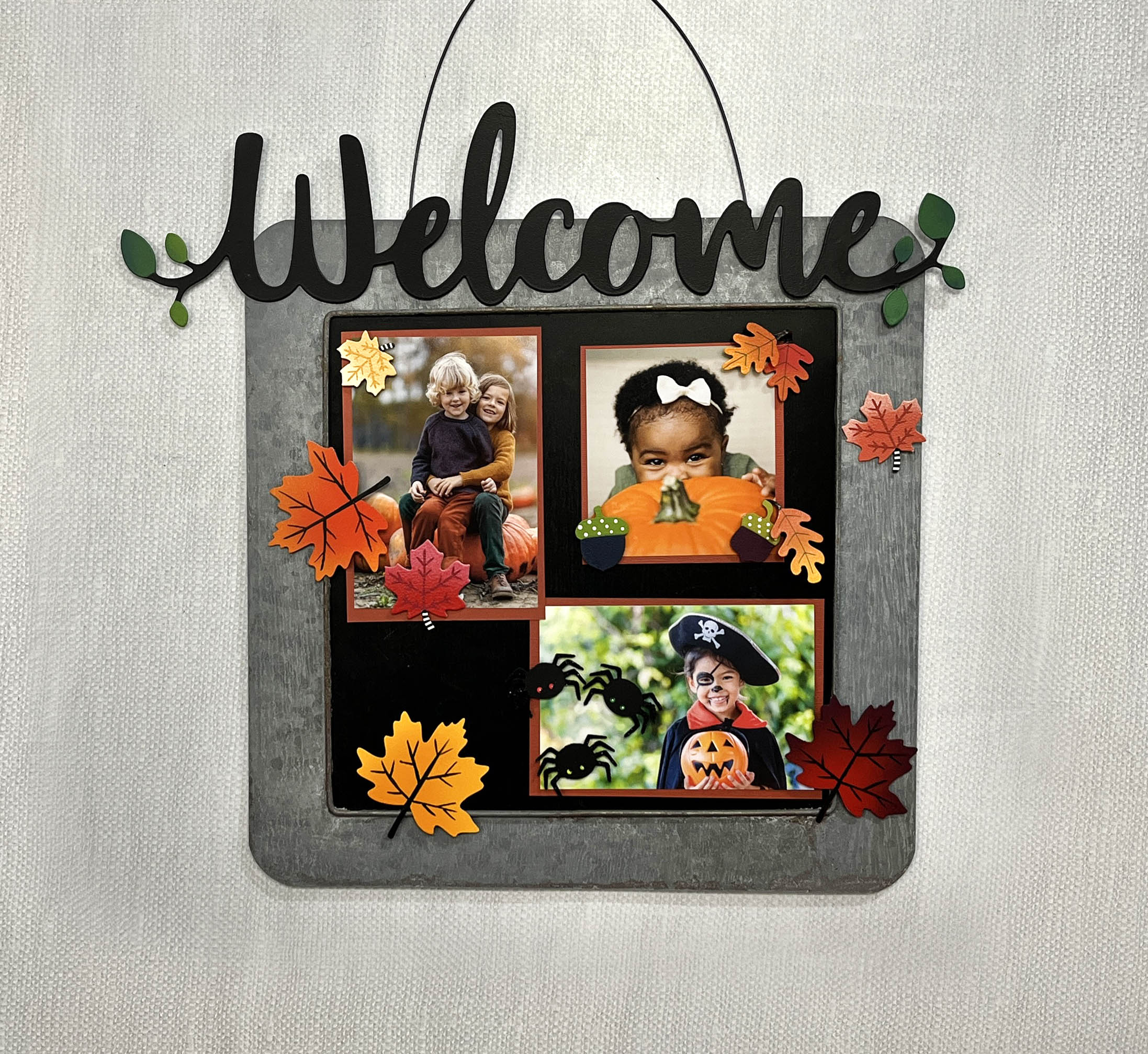 Welcome Magnetic Word w/ Greenery - 18" Black