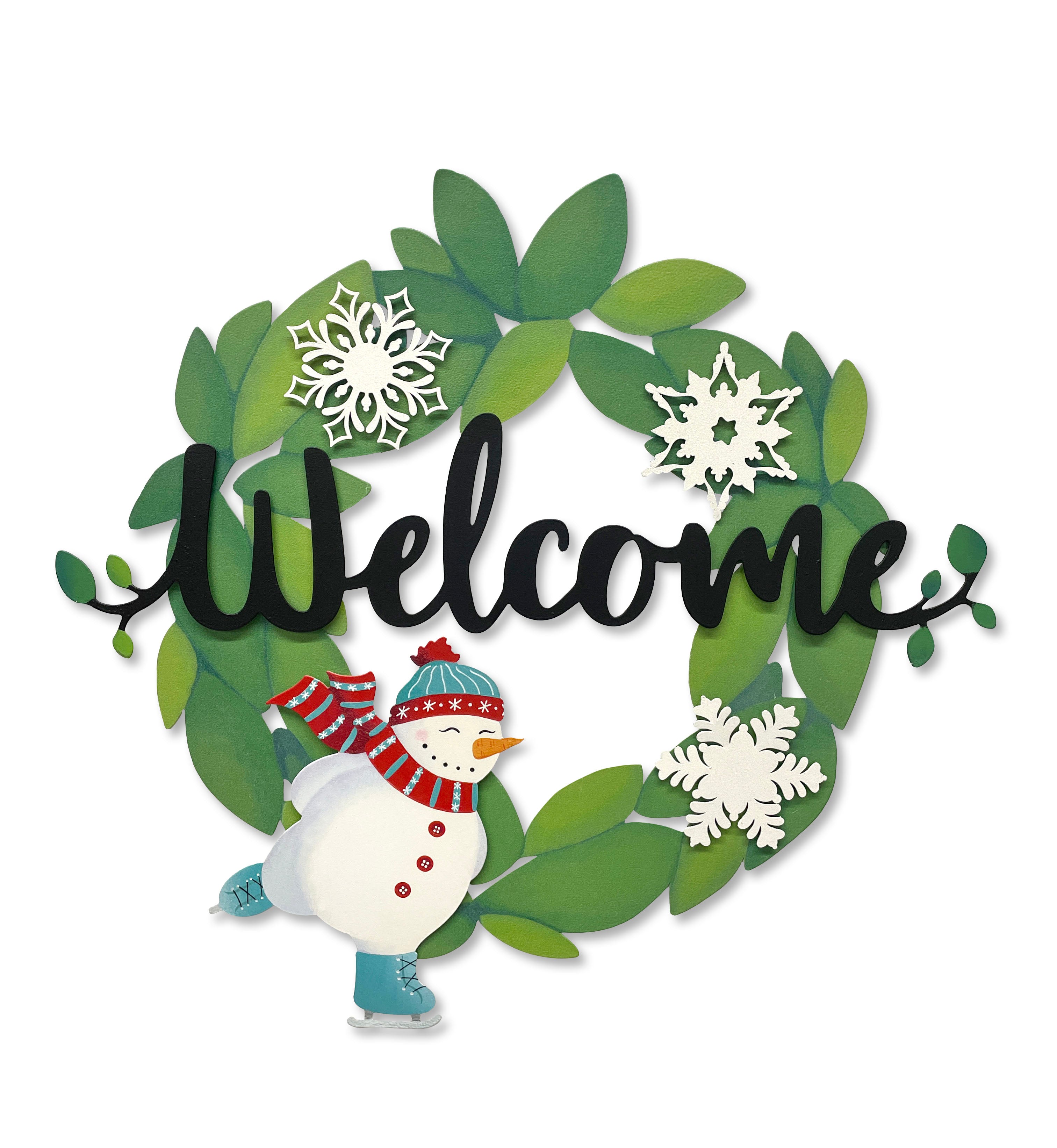 &quot;Welcome&quot; Magnetic Word w/ Greenery - 18&quot; Black