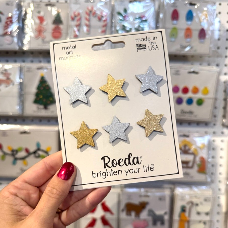 Festive Star Magnets S/6 Gold/Silver