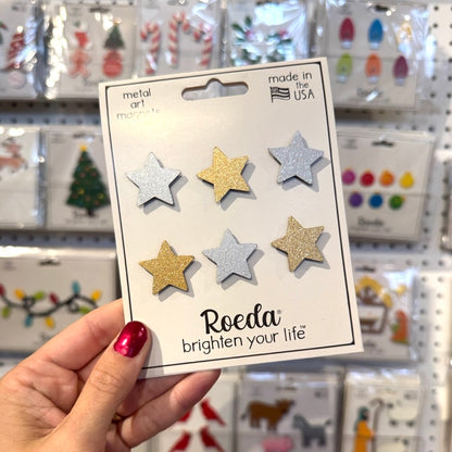 Festive Star Magnets S/6 Gold/Silver