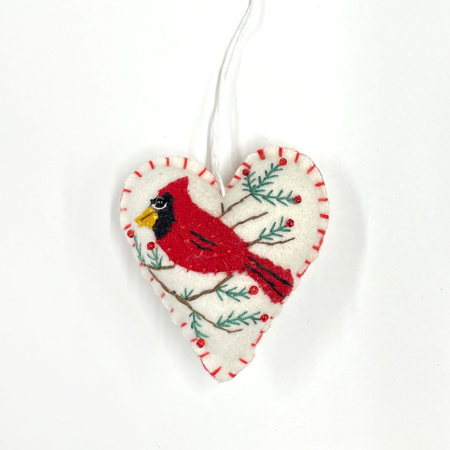 Handmade Embroidered Felt Heart Ornament