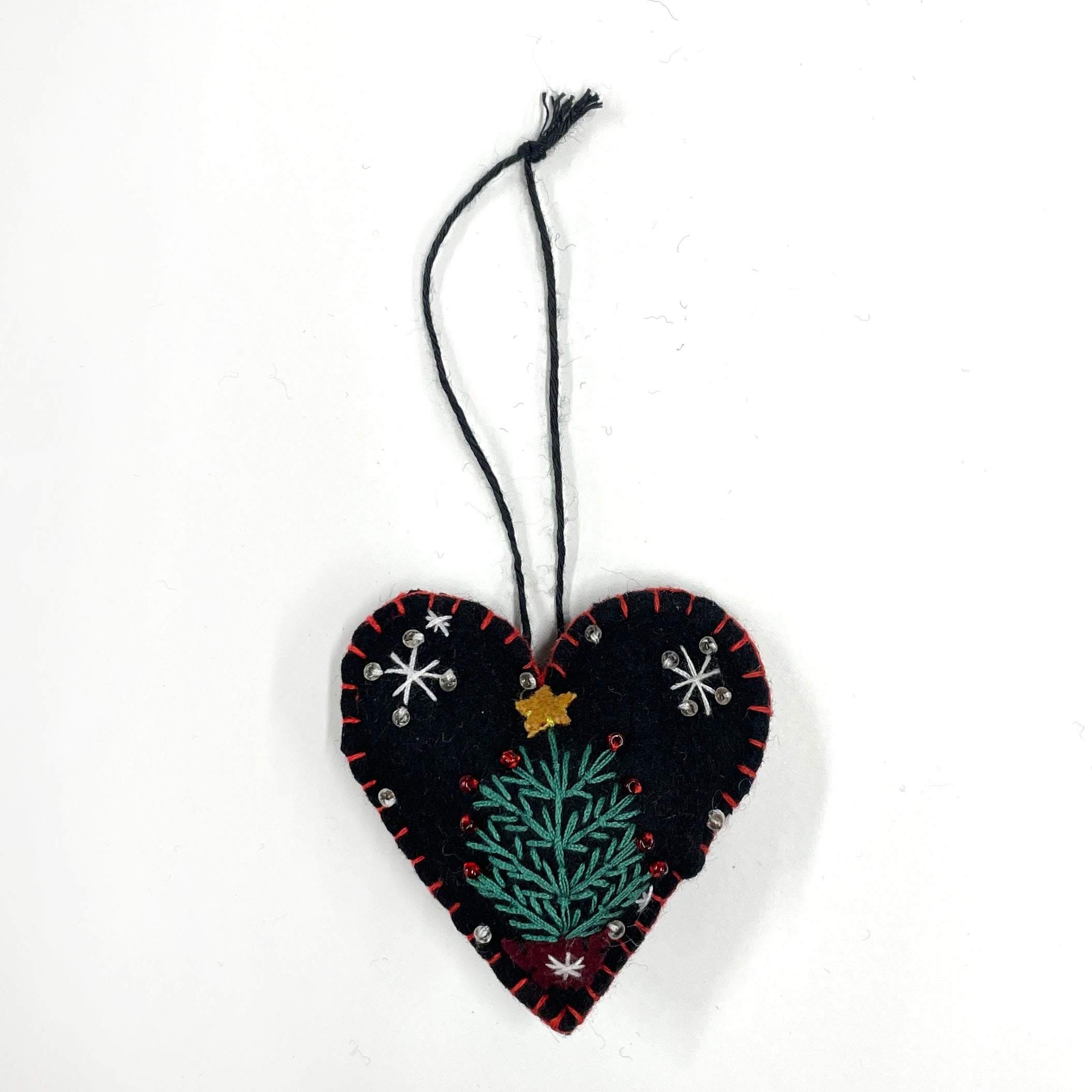 Handmade Embroidered Felt Heart Ornament