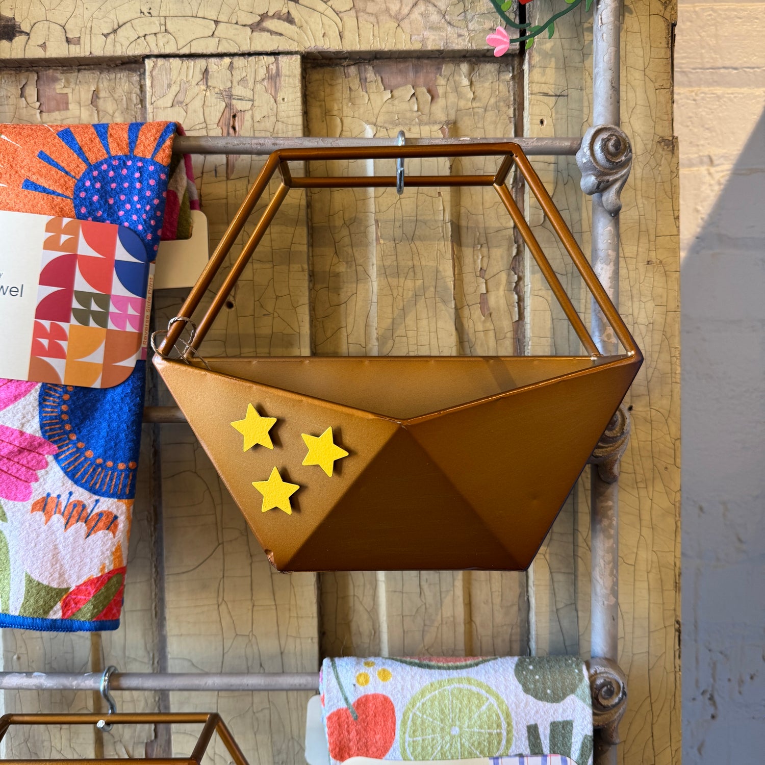 Bronze Geometric Metal Wall Planter Pot