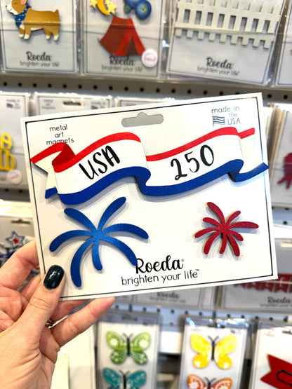 "USA 250th" Banner Magnet w/ Fireworks S/3