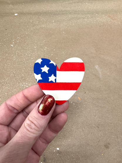 USA Flag Heart Magnet, Single