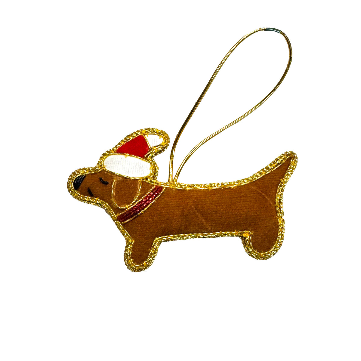 Dachshund Ornament - Hand Embroidered