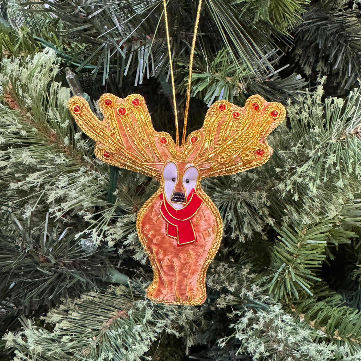Reindeer Ornament  - Hand Embroidered
