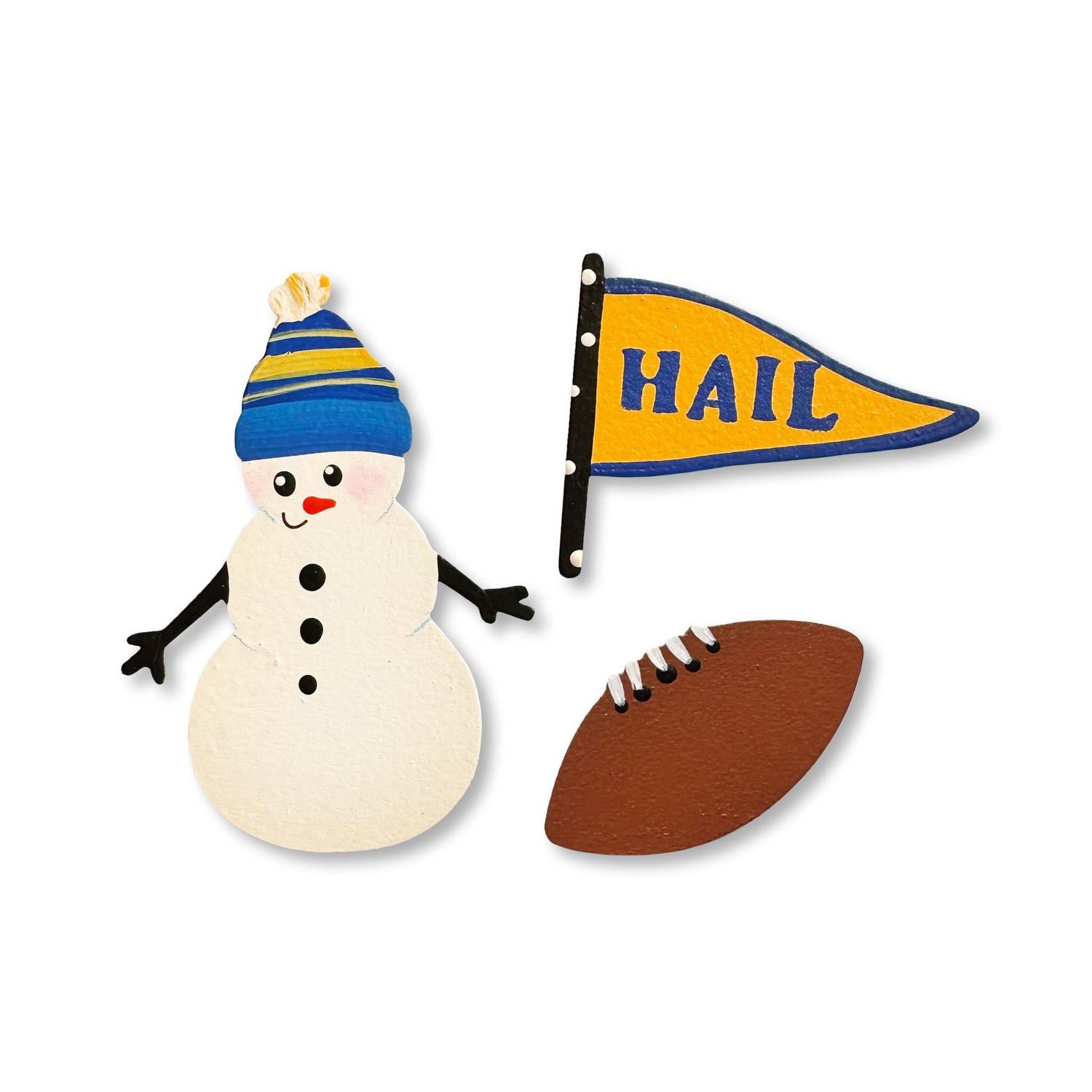 Snowy Football Magnets S/3 Blue Yellow