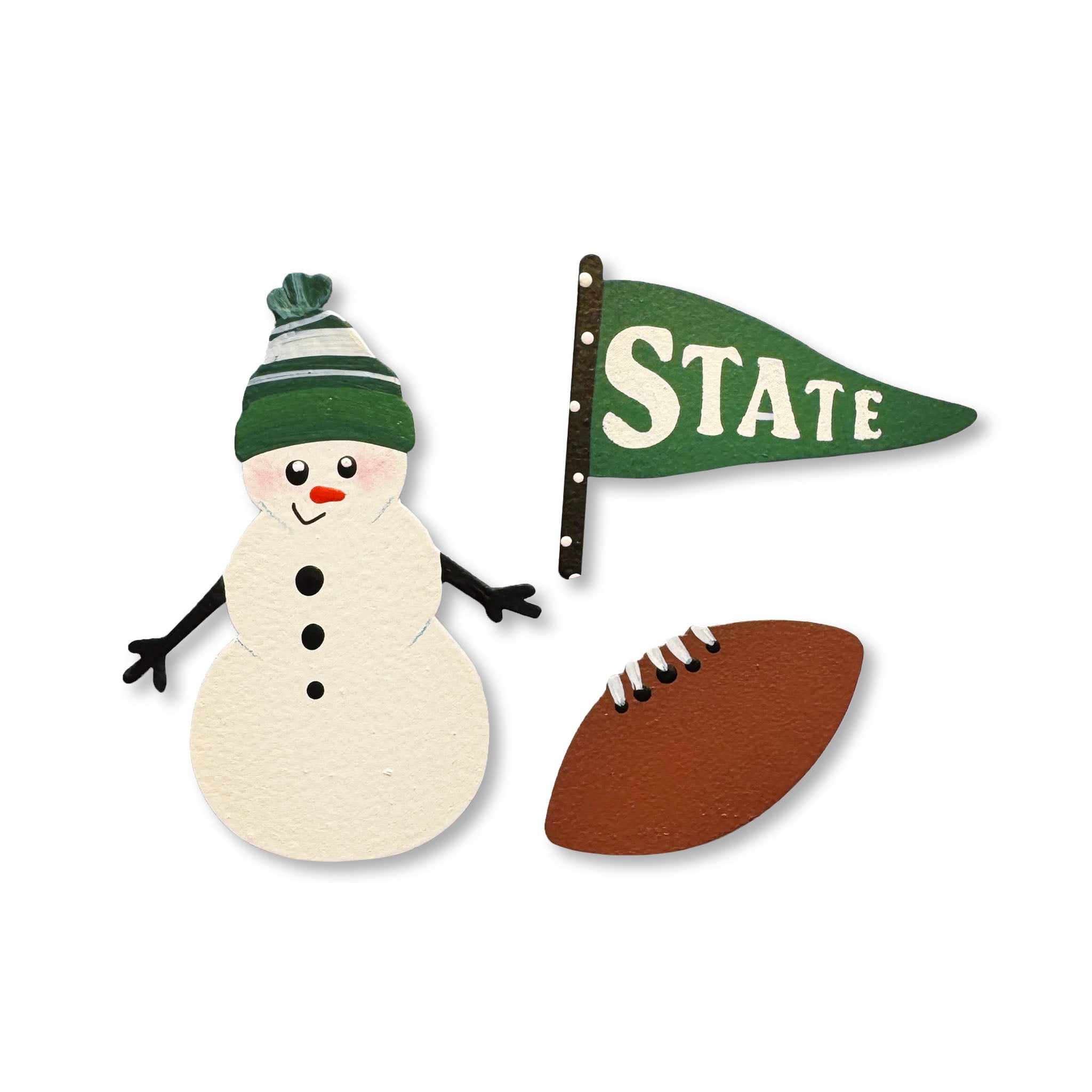 Snowy Football Magnets S/3 Green White